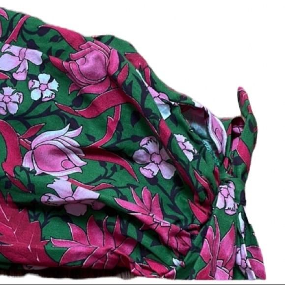 New Zara Print  Floral Tied Puffy sleeves  top - Picture 5 of 7